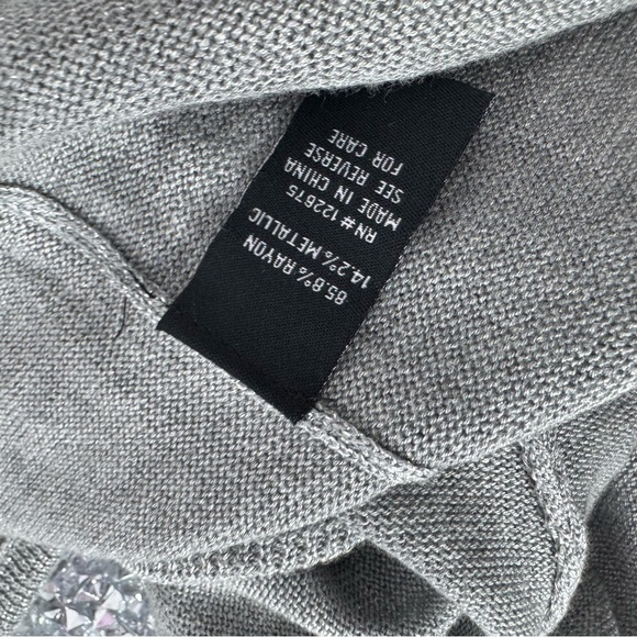 Lety & me cardigan grey sparkly shimmer grey silver ruffle tiered trim cinch - Picture 13 of 13